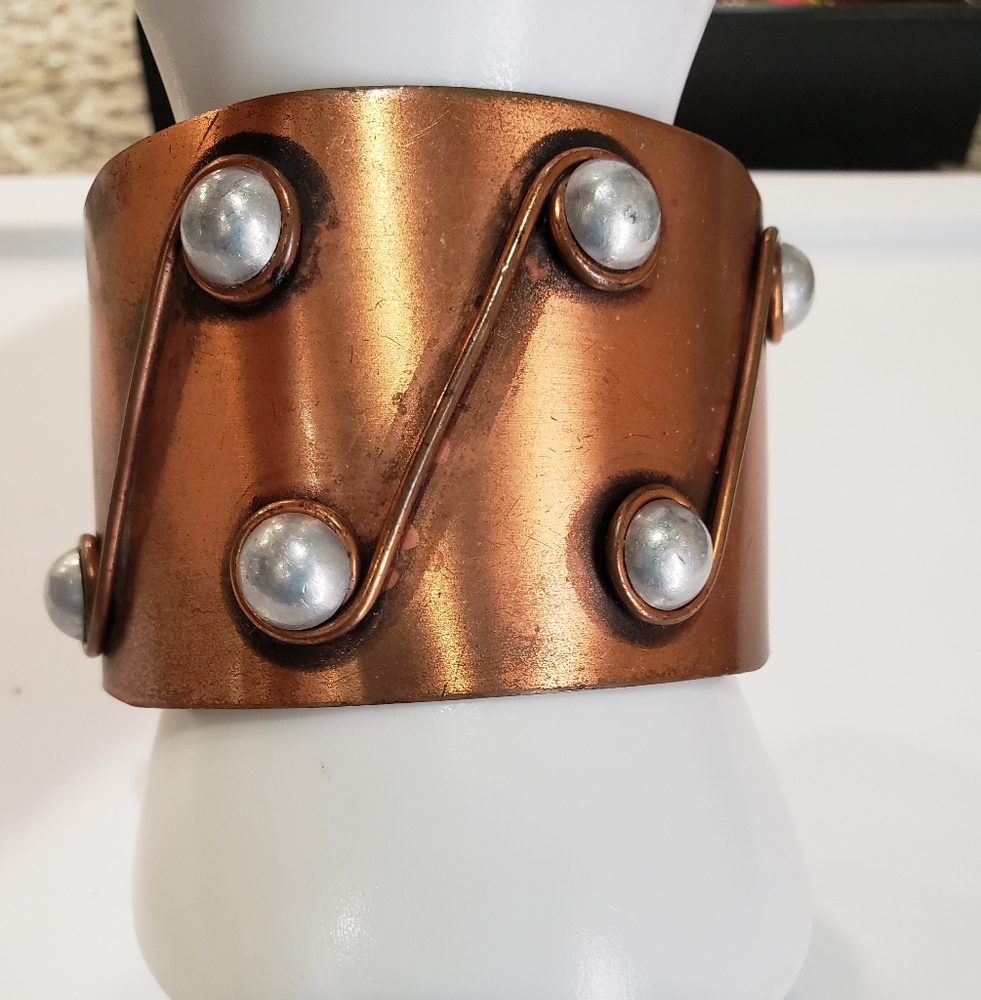 Modernist Copper Silver Cuff Rare Renoir Cuff Bracelet